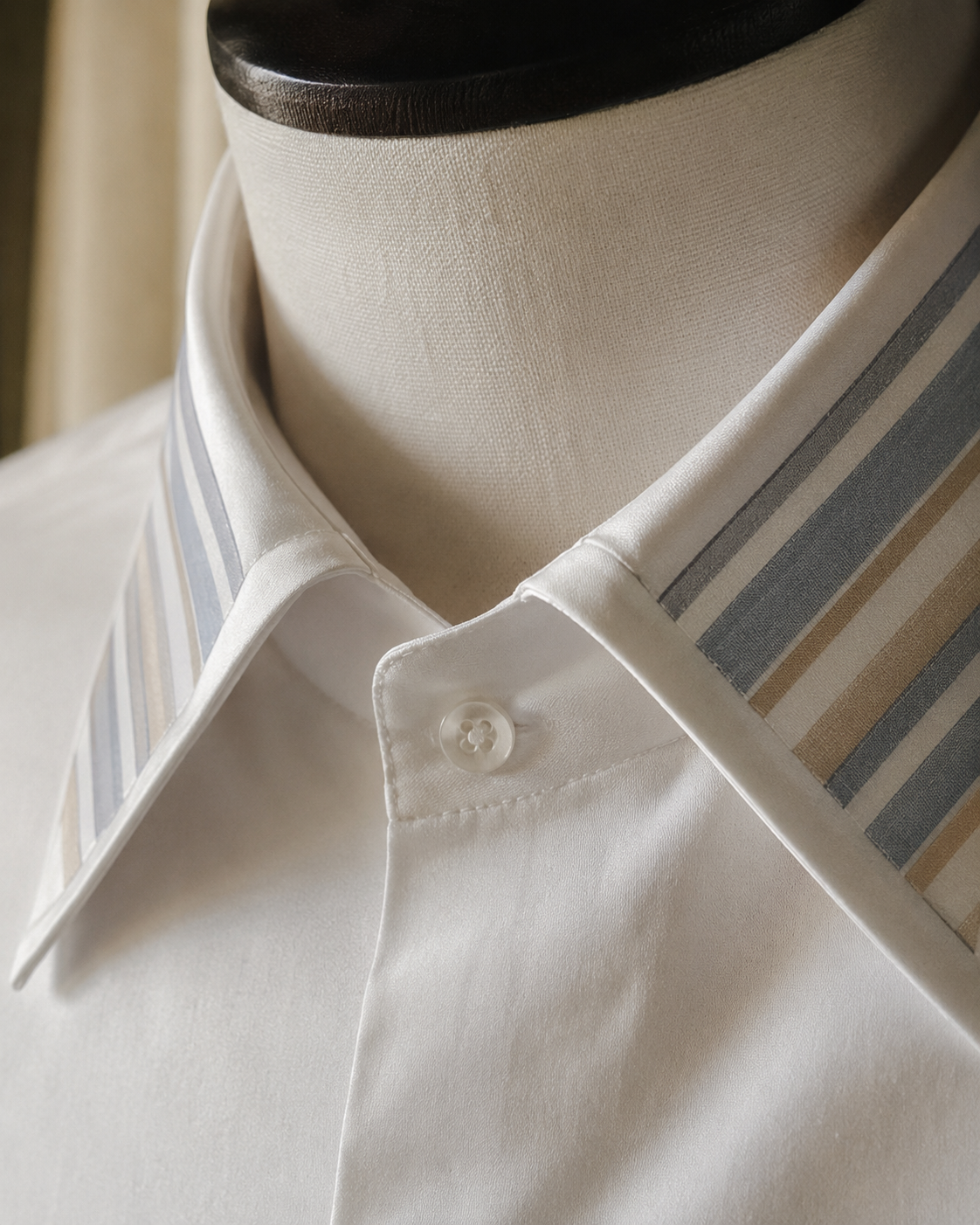 Men's White Giza Cotton Stripe Detail Shirt