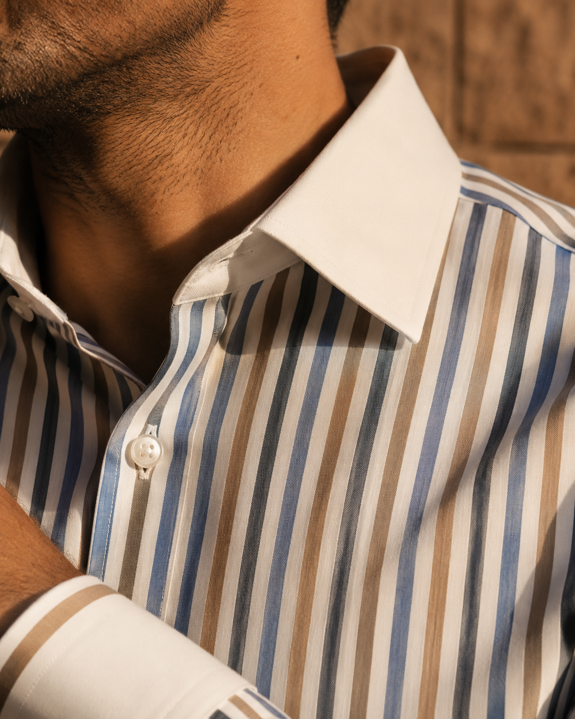 Men's Albini Cotton Multi-Stripe Dress Shirt