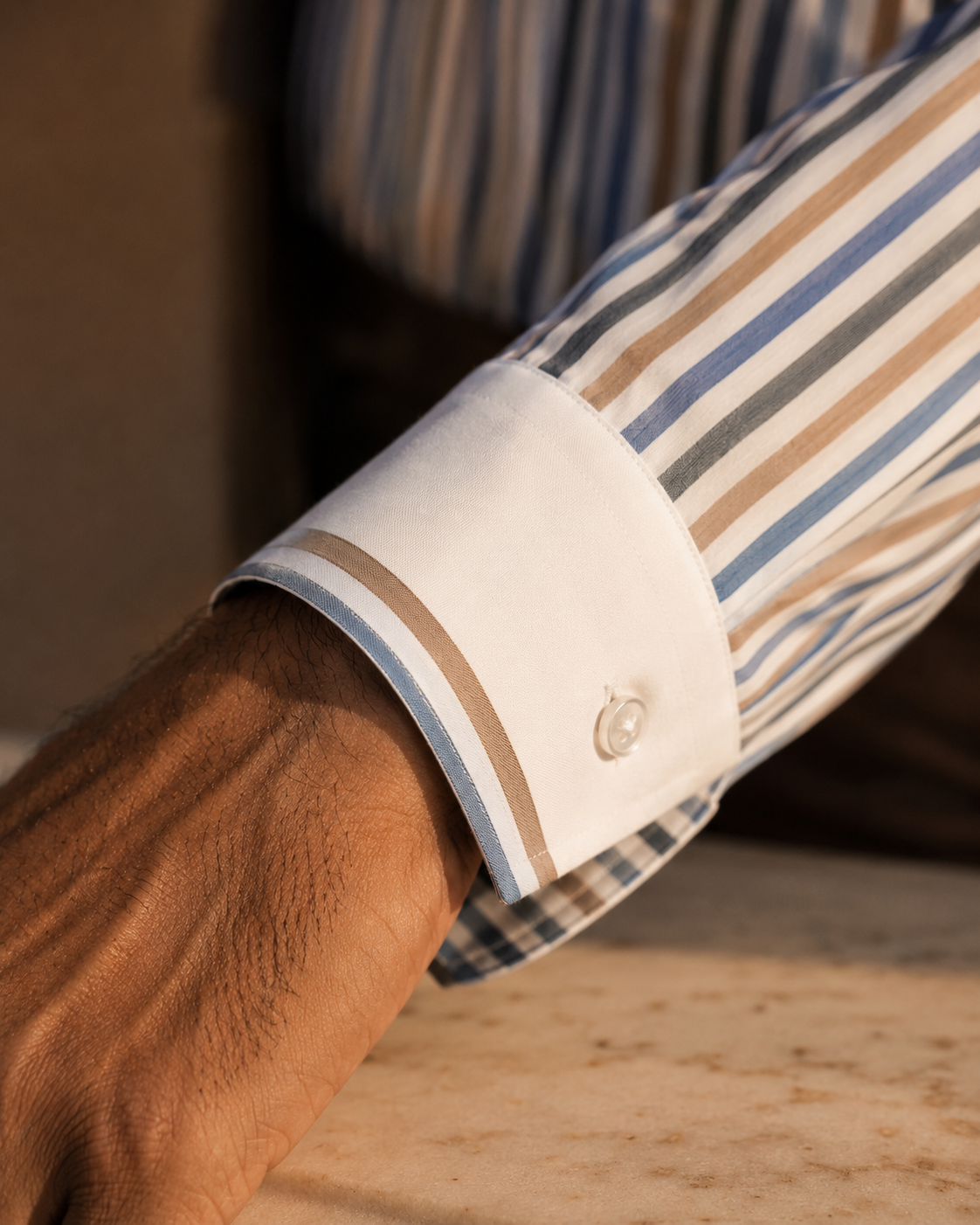Men's Albini Cotton Multi-Stripe Dress Shirt