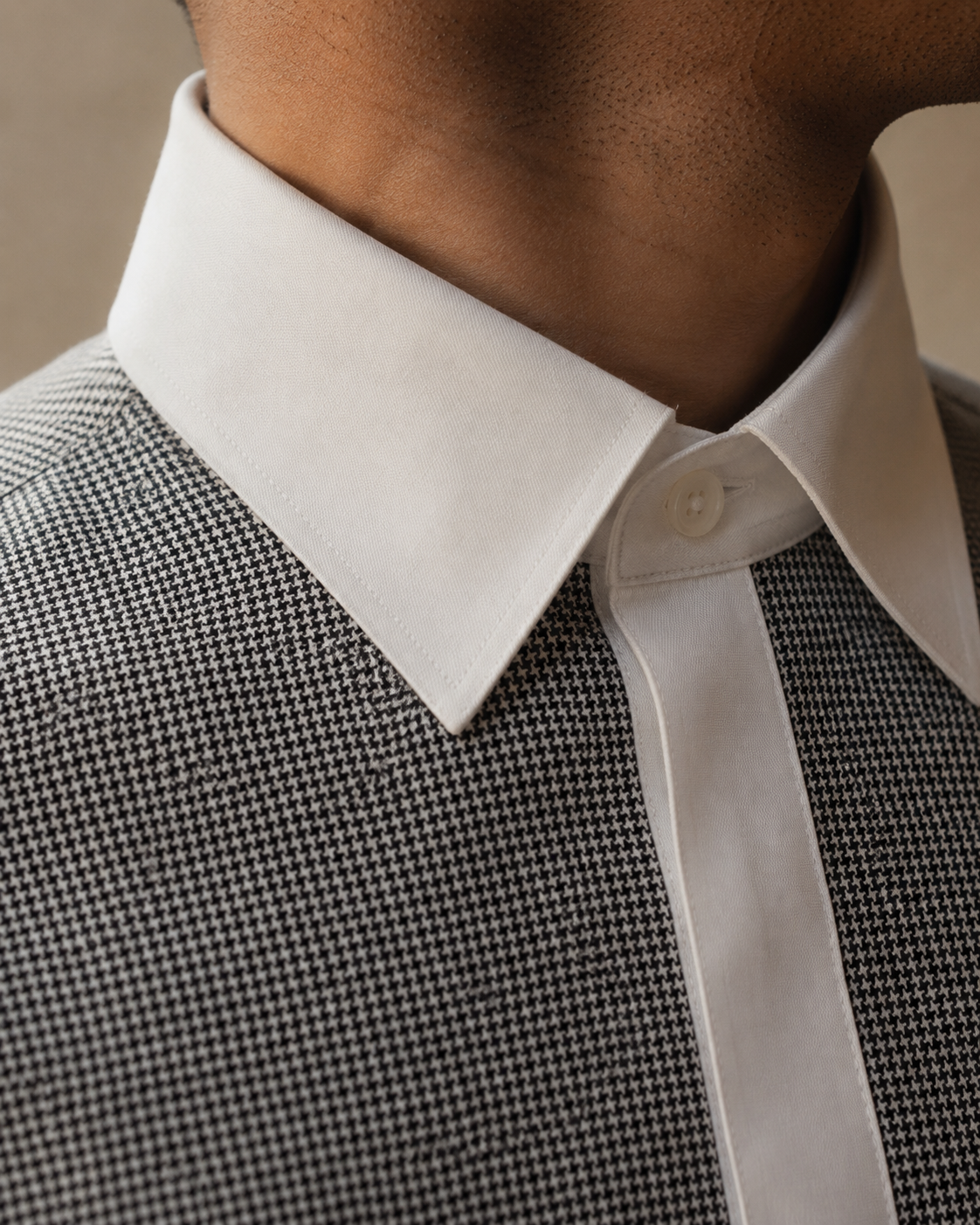 Men's Albini Stretch Cotton Micro Houndstooth Shirt