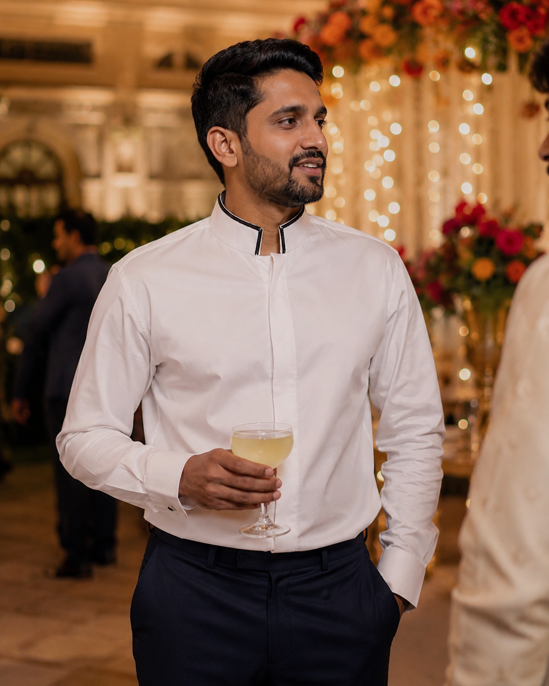 High Collar Embroidery Shirt