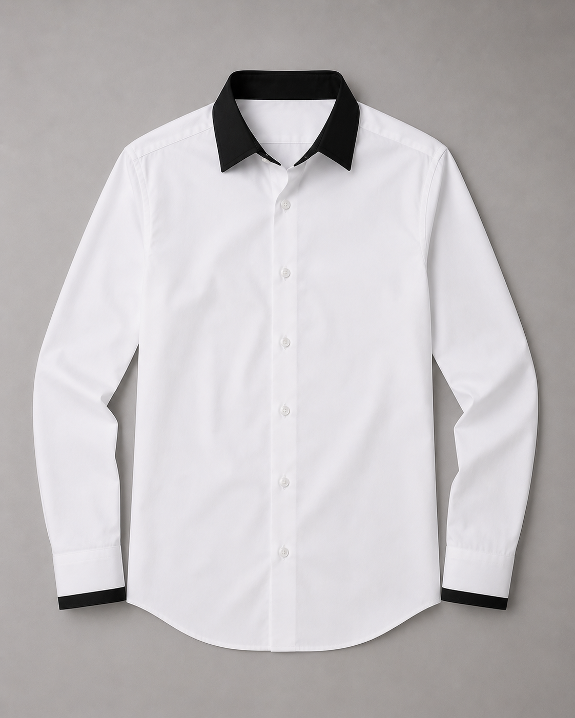 Men's White Giza Cotton Contrast Collar Shirt