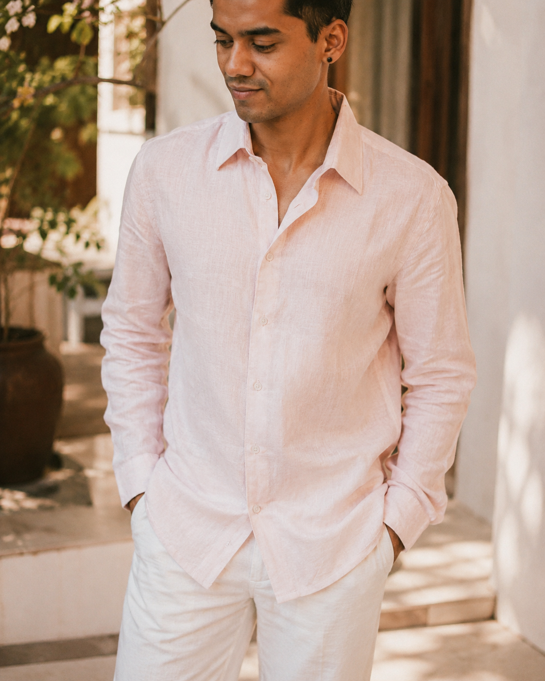 Powder Pink 60s Lea Linen Shirt
