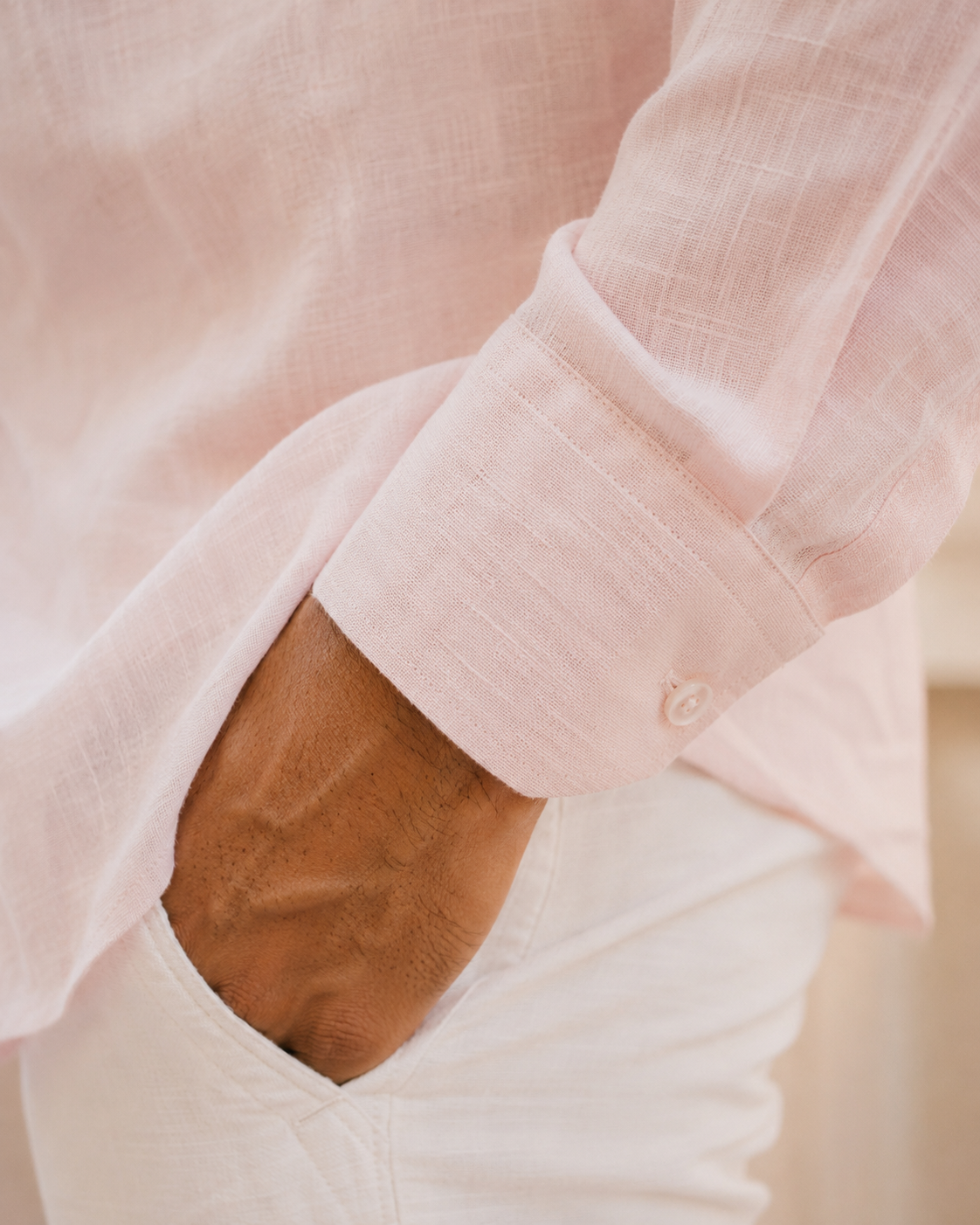 Powder Pink 60s Lea Linen Shirt