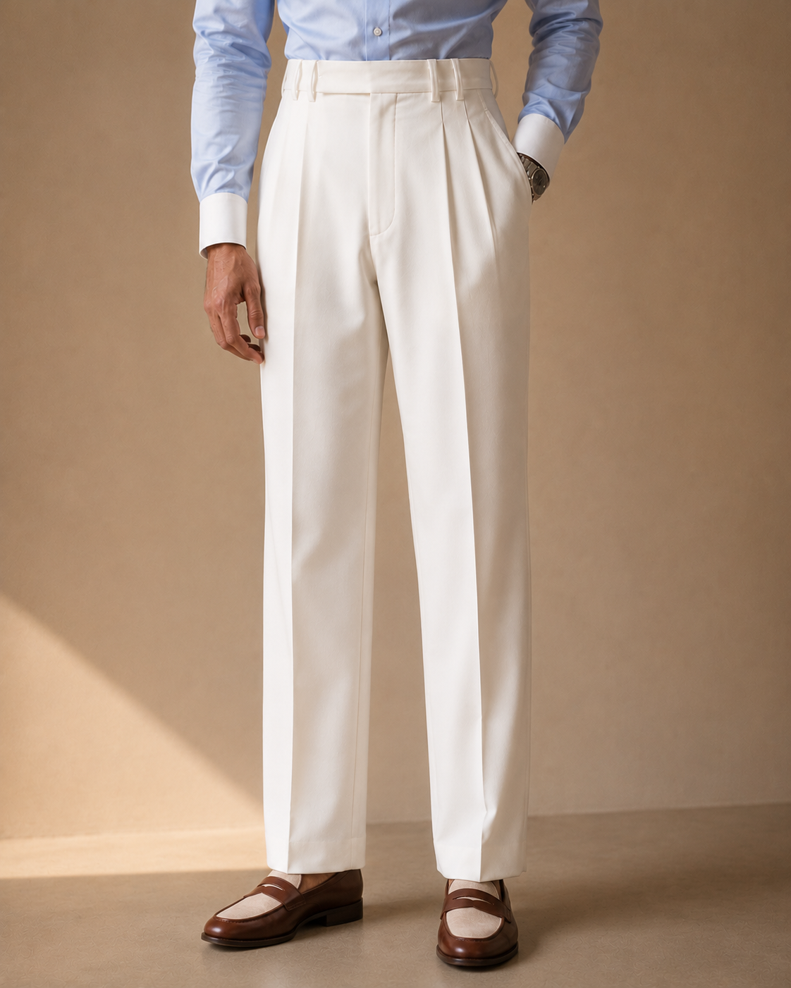 Off-White Pleated Korean Pants