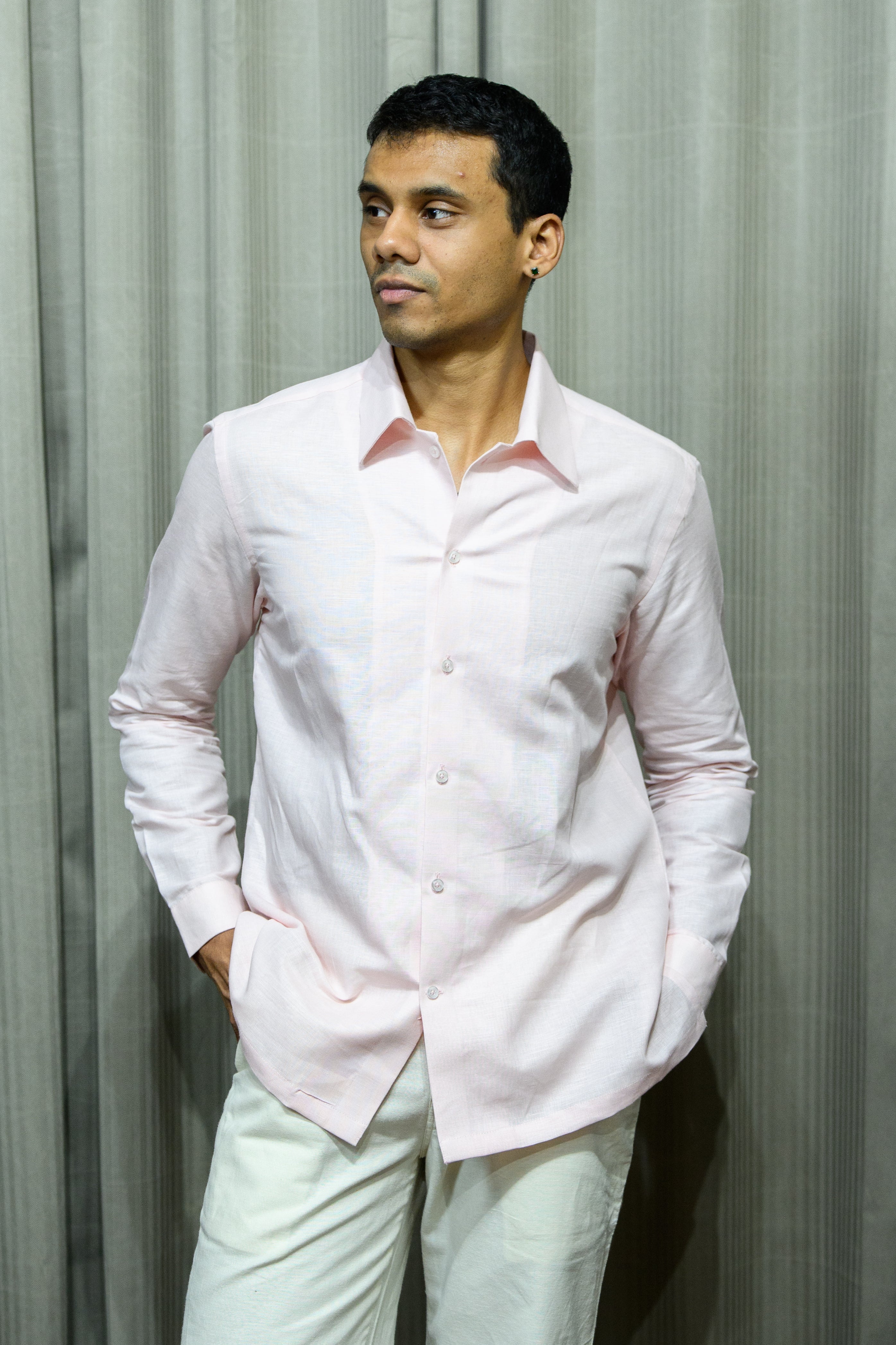 Powder Pink 60s Lea Linen Shirt