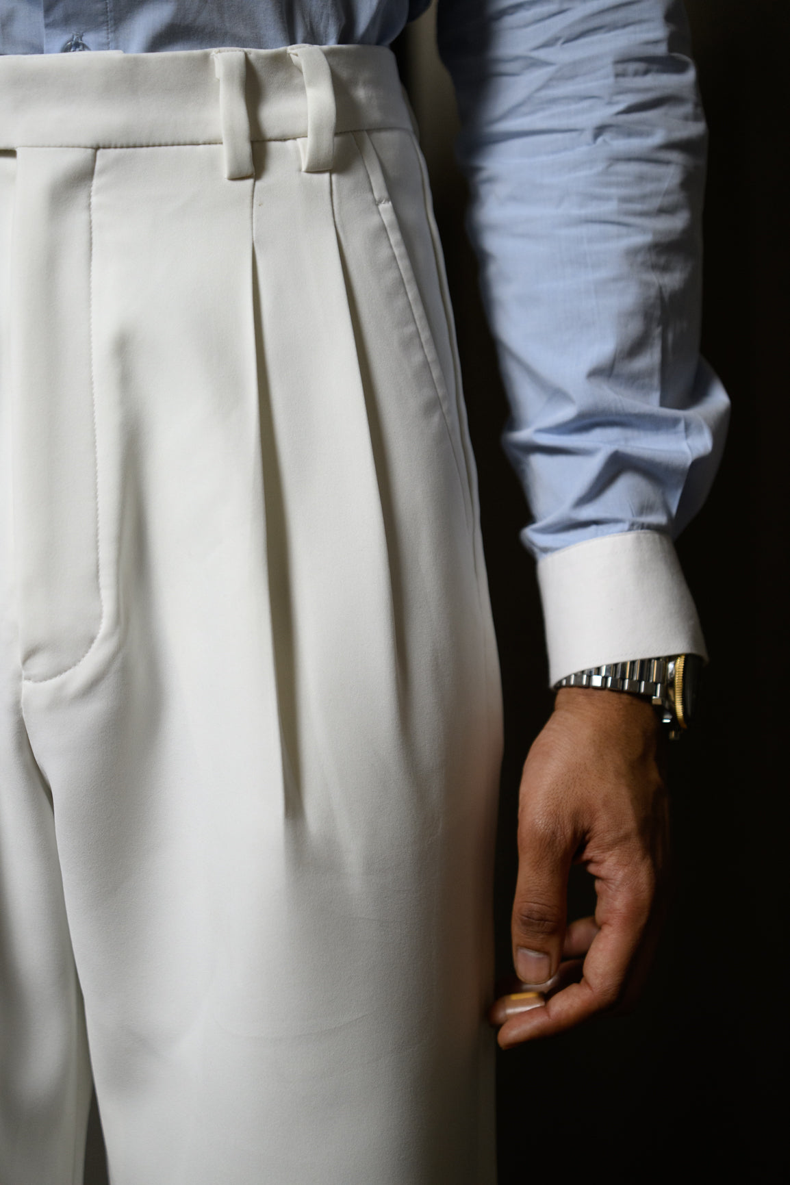 Off-White Pleated Korean Pants