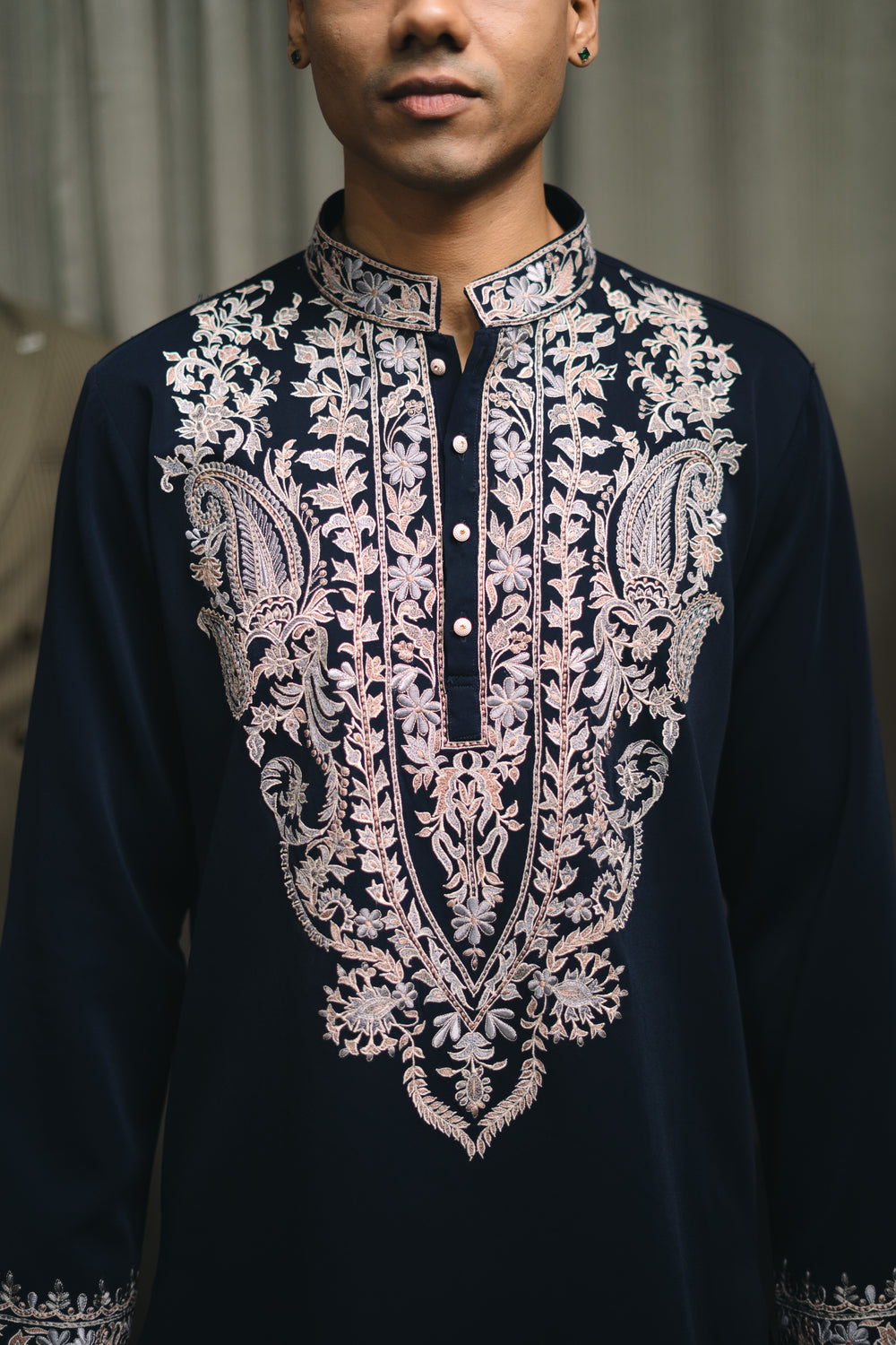 Navy Embroidered Kurta Set