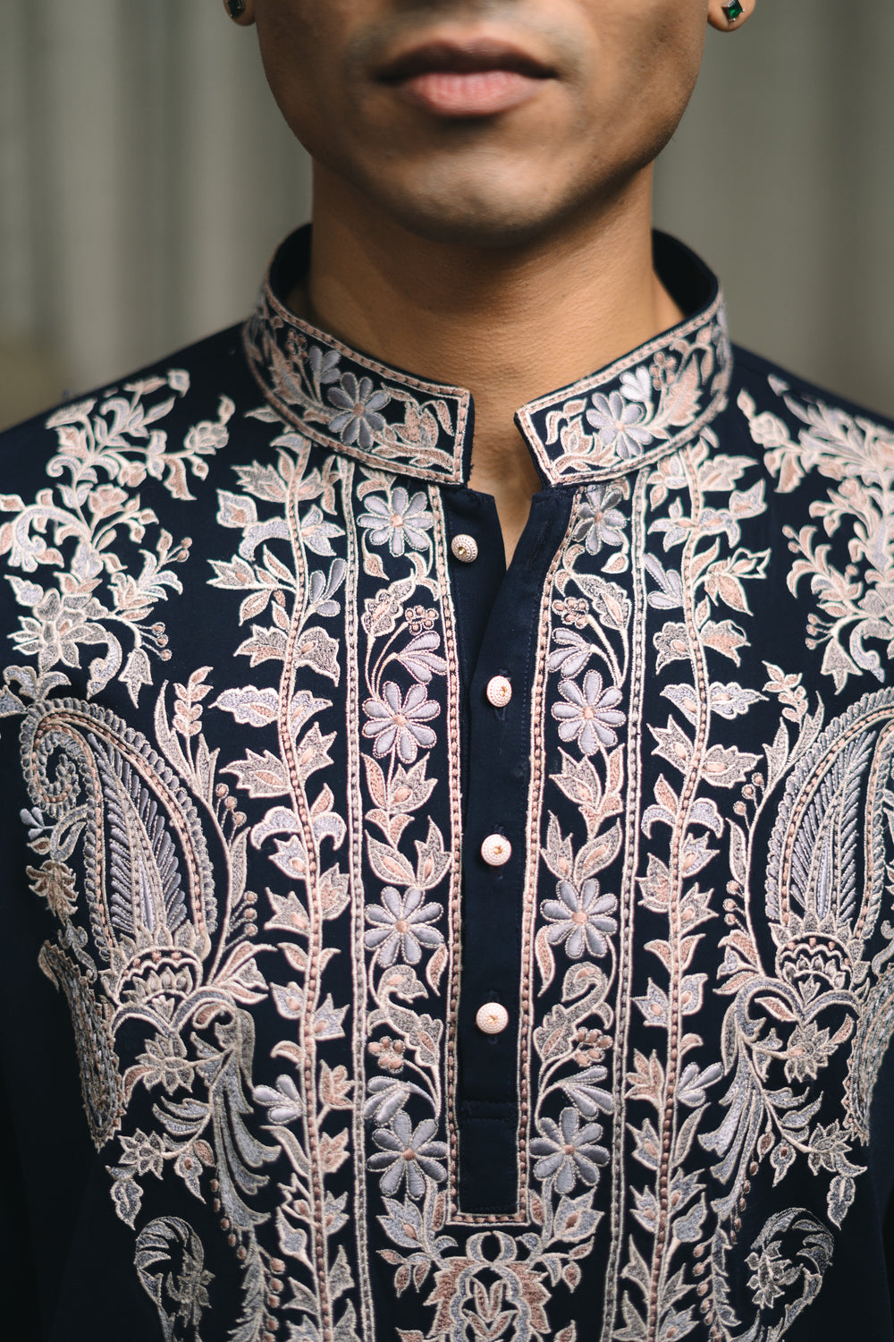 Navy Embroidered Kurta Set
