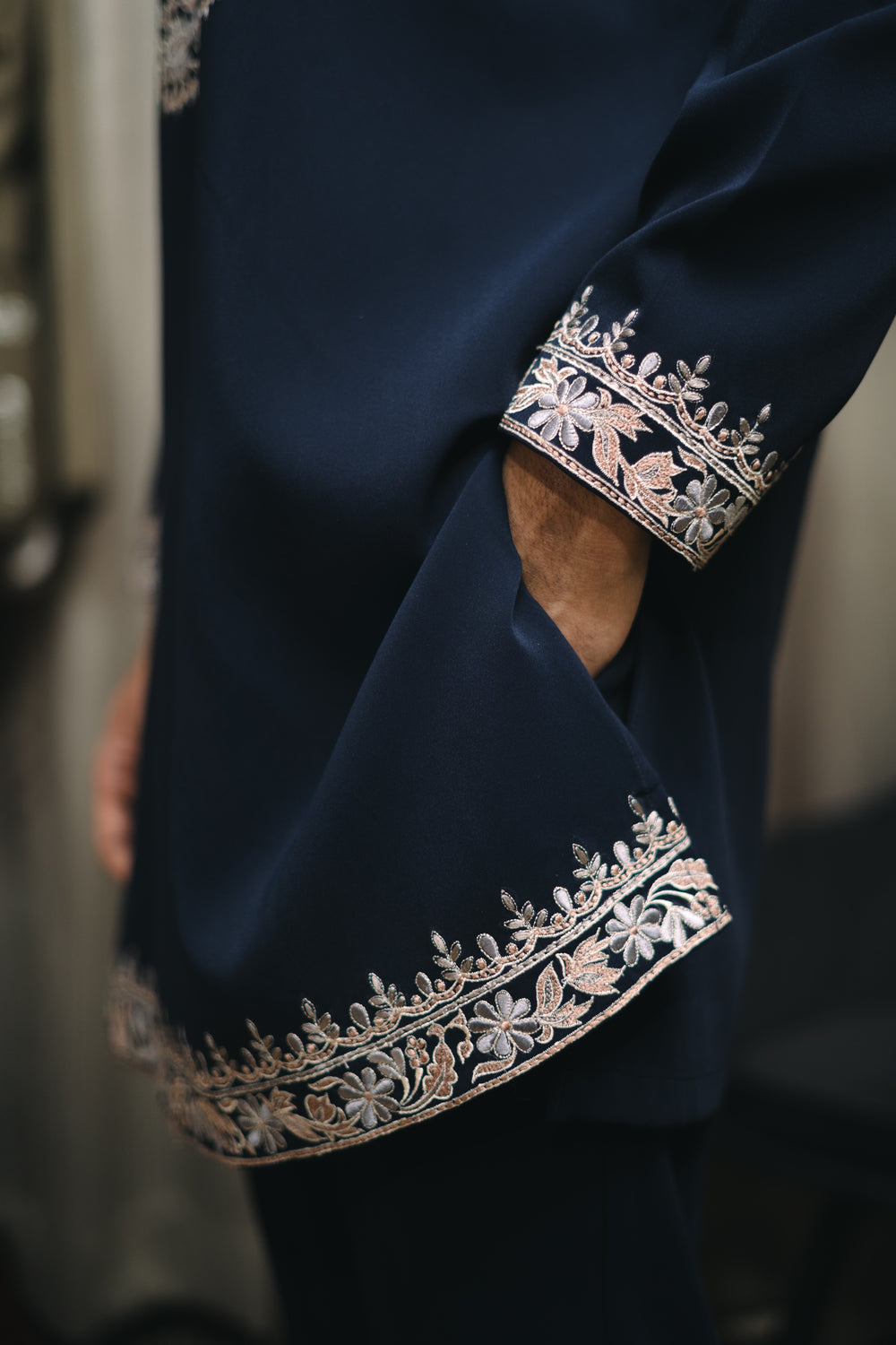 Navy Embroidered Kurta Set