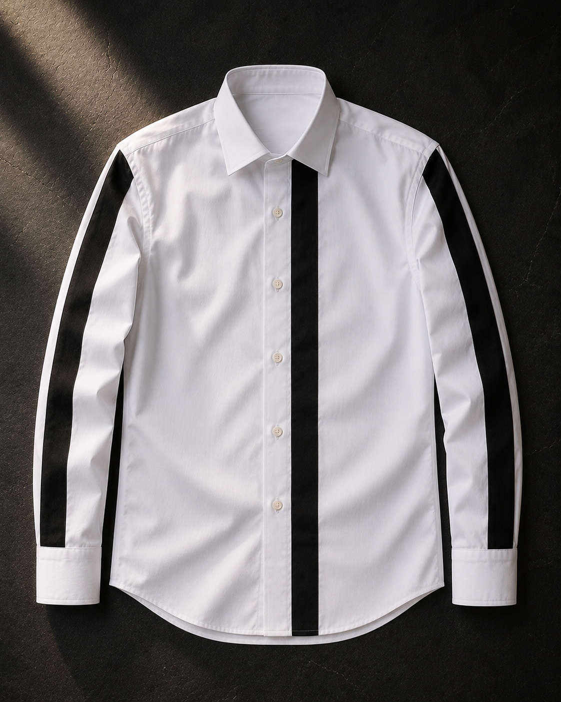 Men's White Giza Cotton Contrast Panel Shirt