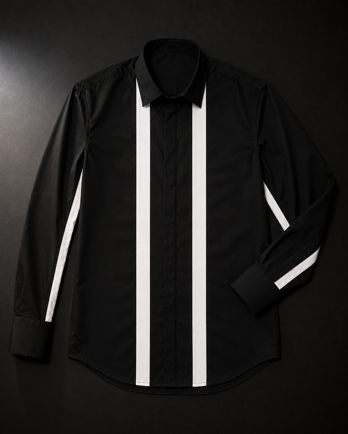 Men's Black Giza Cotton Contrast Panel Shirt