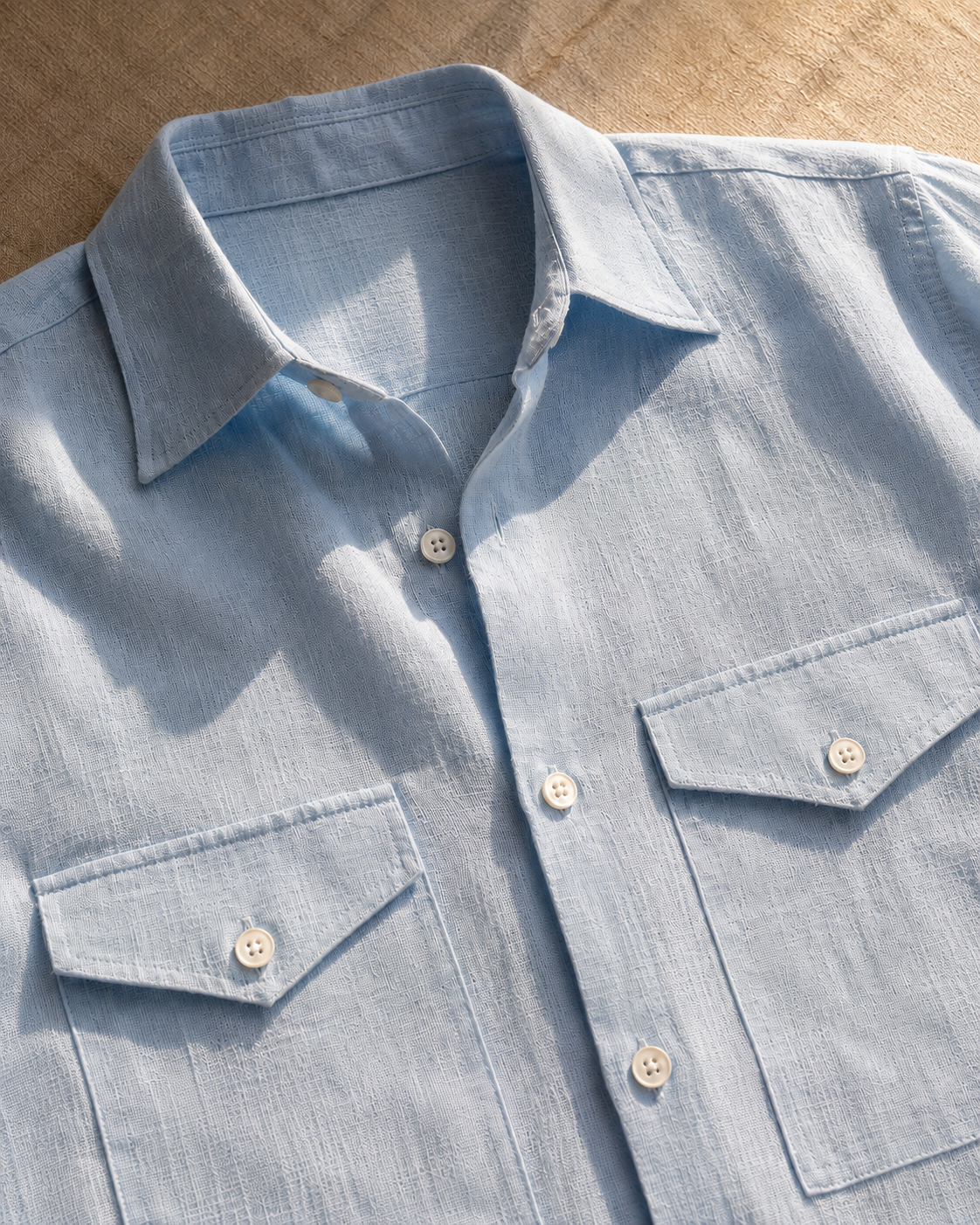 Men's Sky Blue 60's Lea Linen Utility Shirt