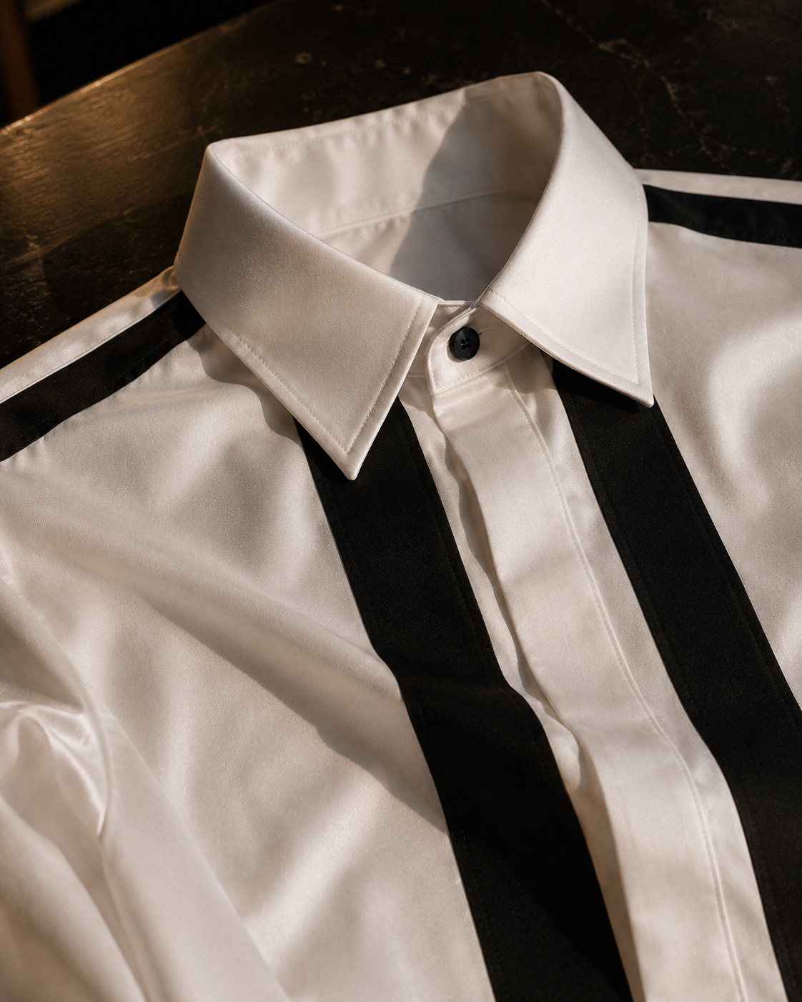 Men's White Giza Cotton Contrast Stripe Shirt