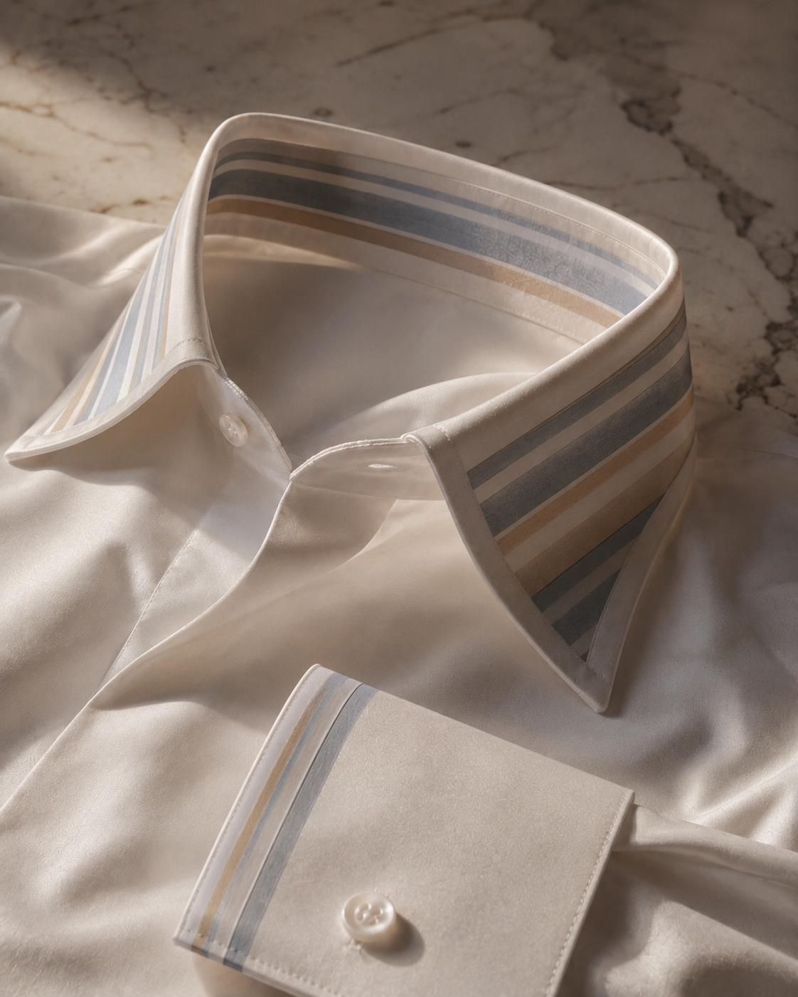 Men's White Giza Cotton Stripe Detail Shirt