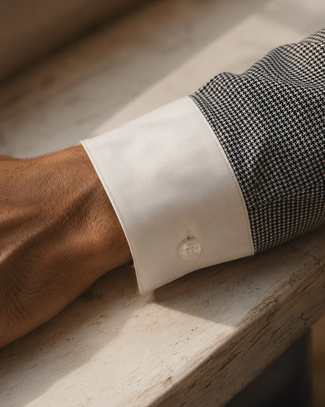 Men's Albini Stretch Cotton Micro Houndstooth Shirt