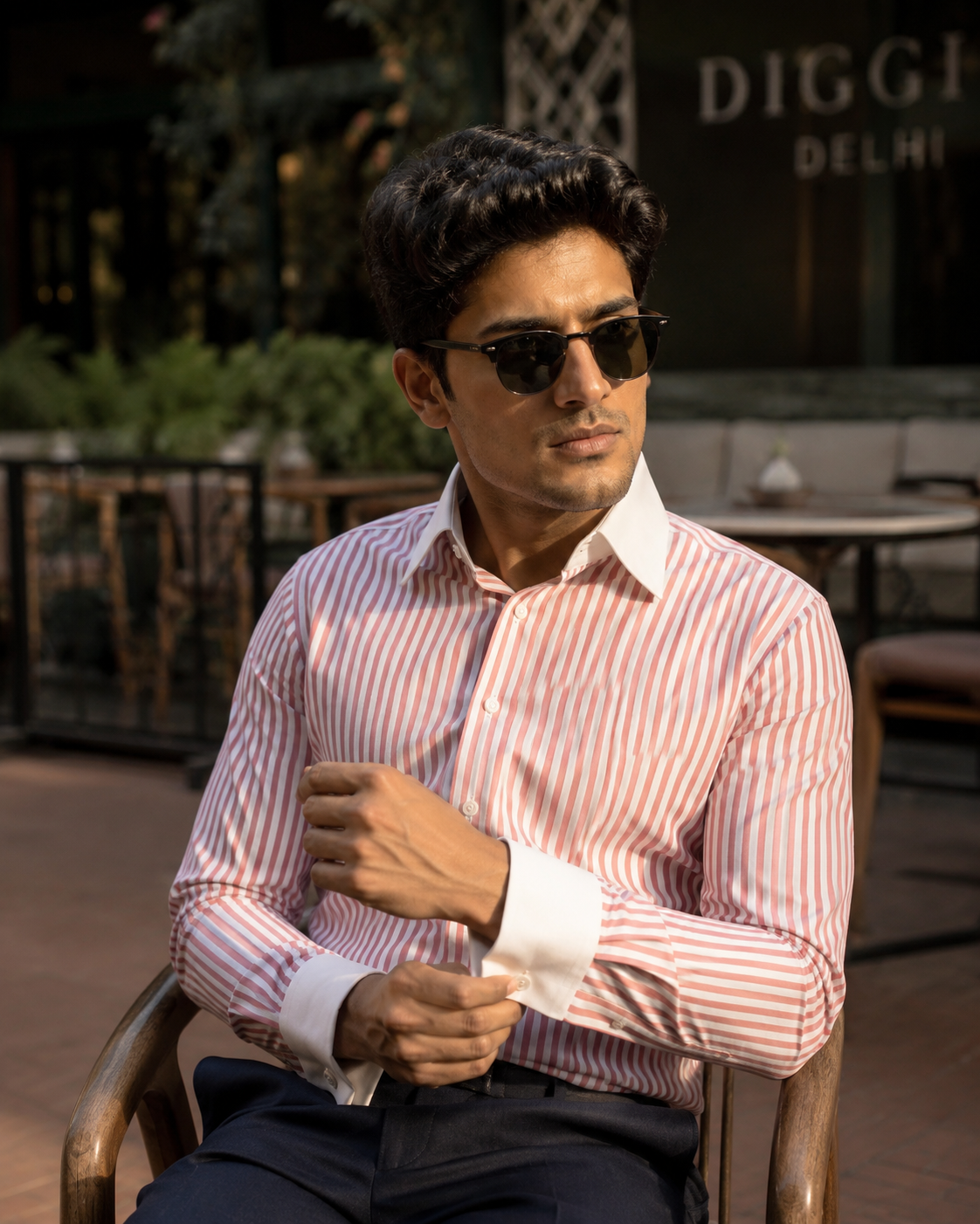 Men's Albini Cotton Pink Stripe Dress Shirt