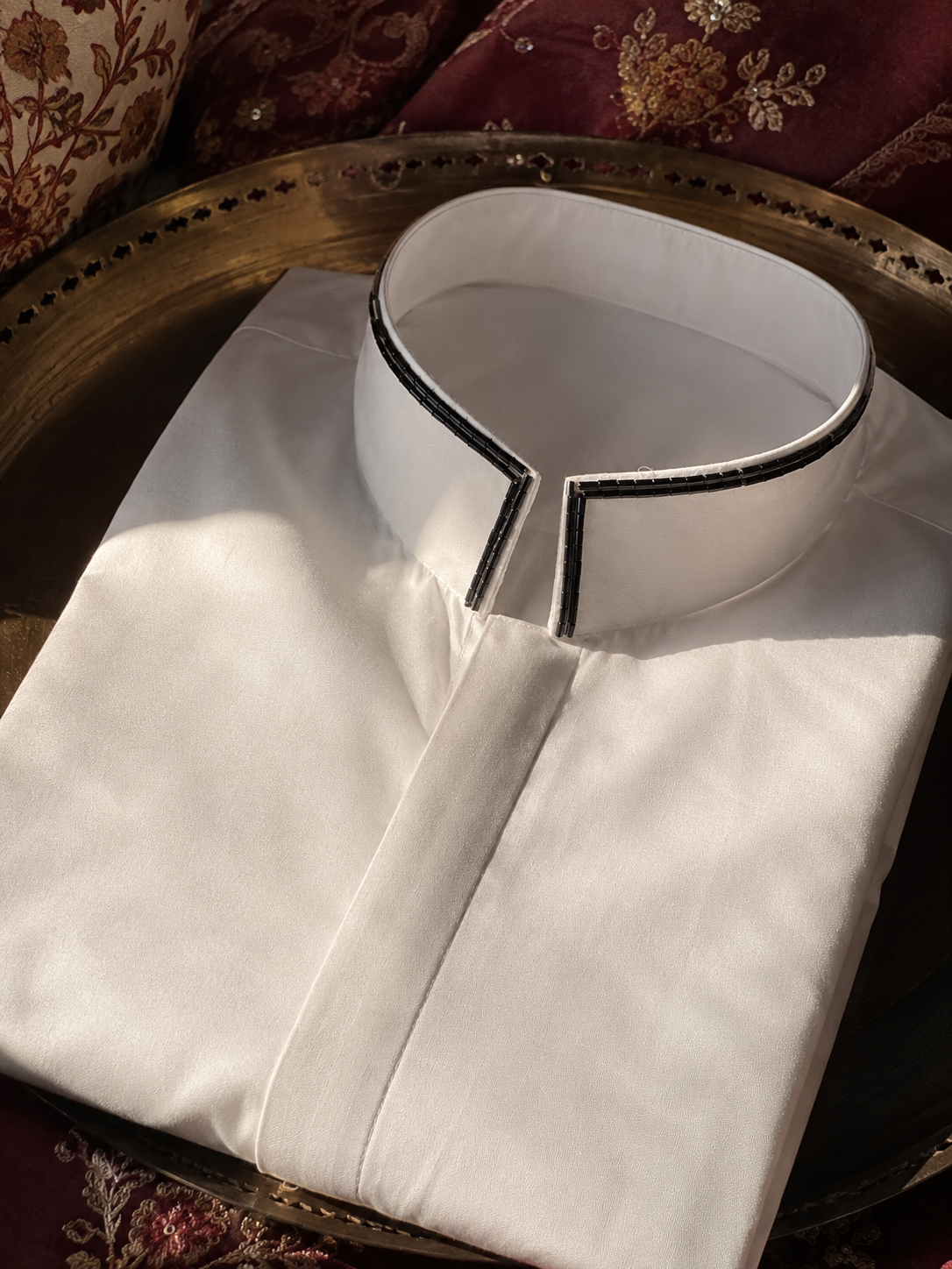 High Collar Embroidery Shirt