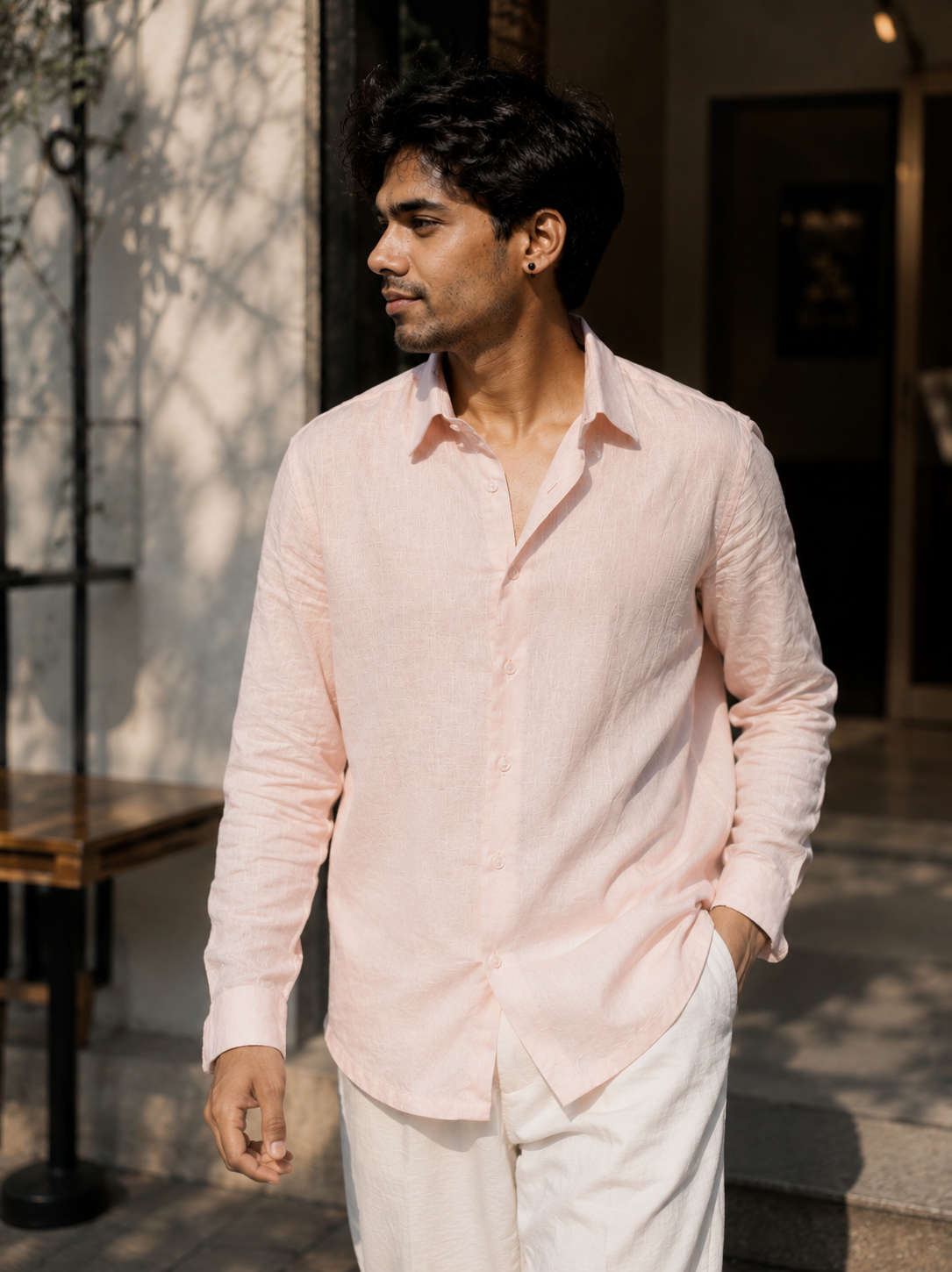 Powder Pink 60s Lea Linen Shirt