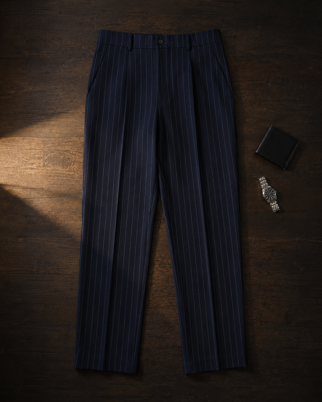 Navy Pinstriped Trouser