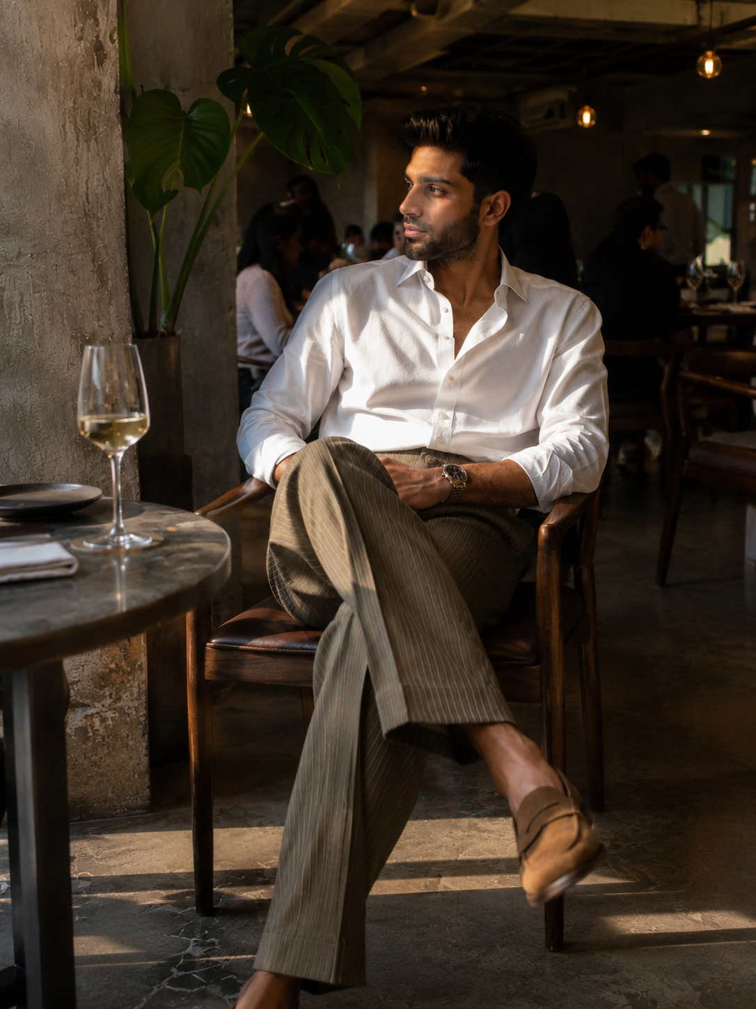 Khaki Olive Pleated Pants