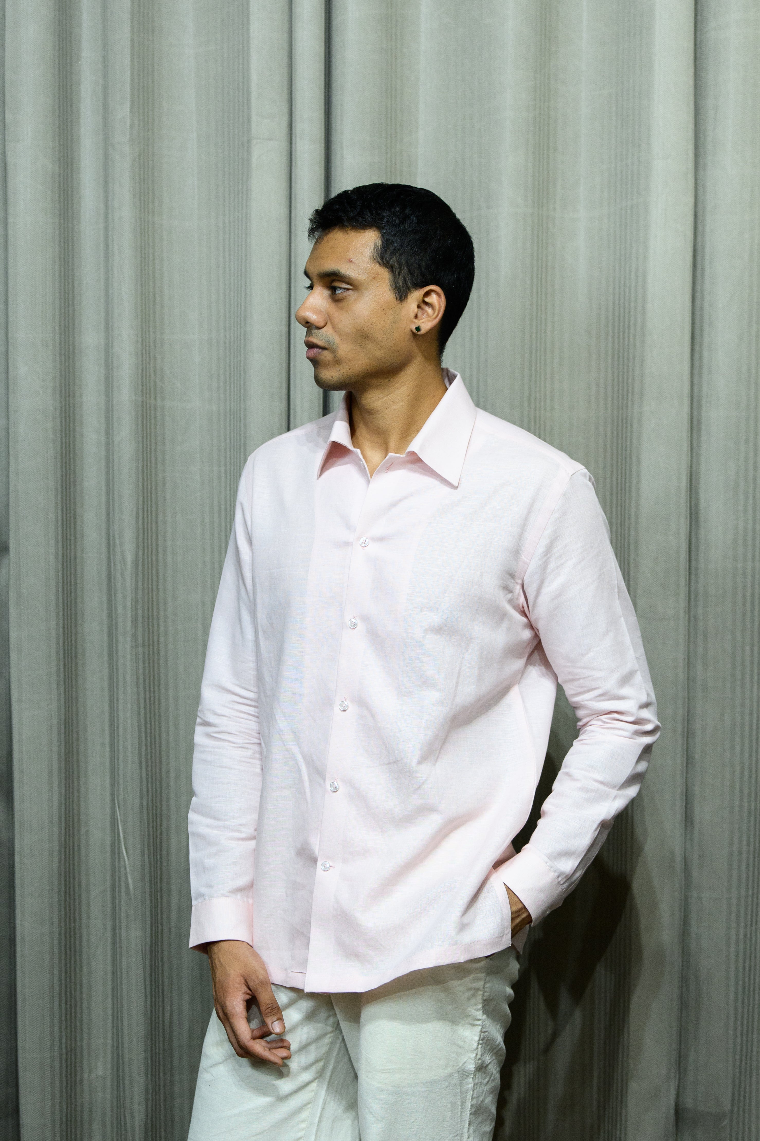 Powder Pink 60s Lea Linen Shirt